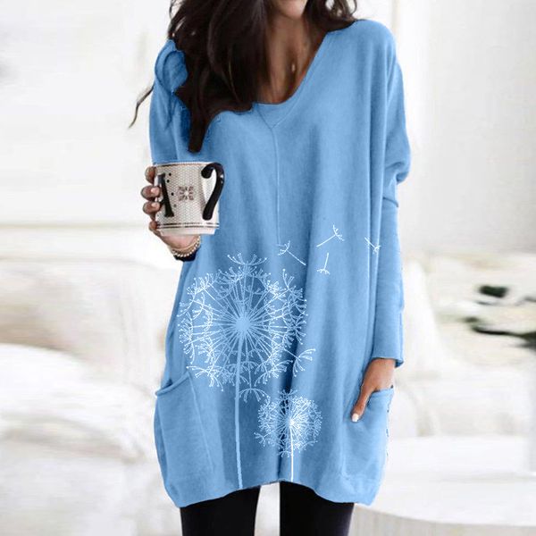 long sleeve patchwork plus size daily print gray blouse casual o-neck print pocket blouse sport clothes for women bluzy #u, Black